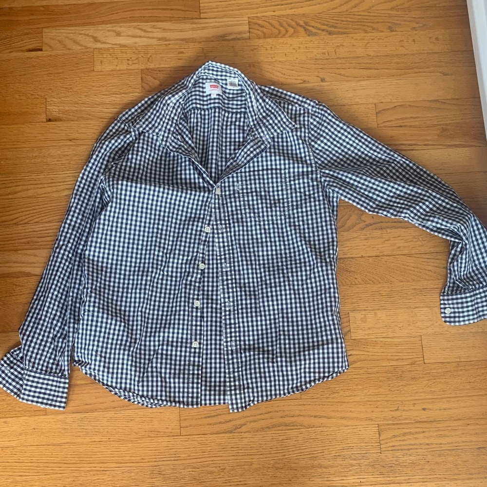 Womens navy blue Gingham Checkered Shirt